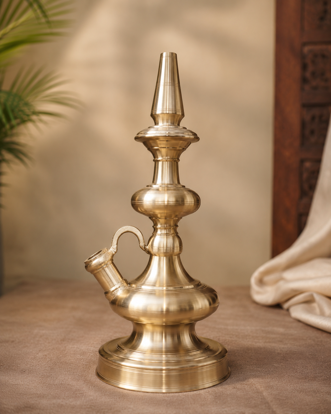 Nawabi Khas heritage tall brass hookah — Somada handcrafted finish